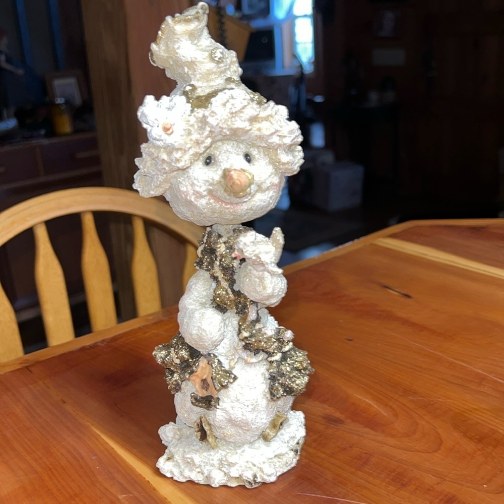 Vintage Bobble Body Resin Snowman Christmas